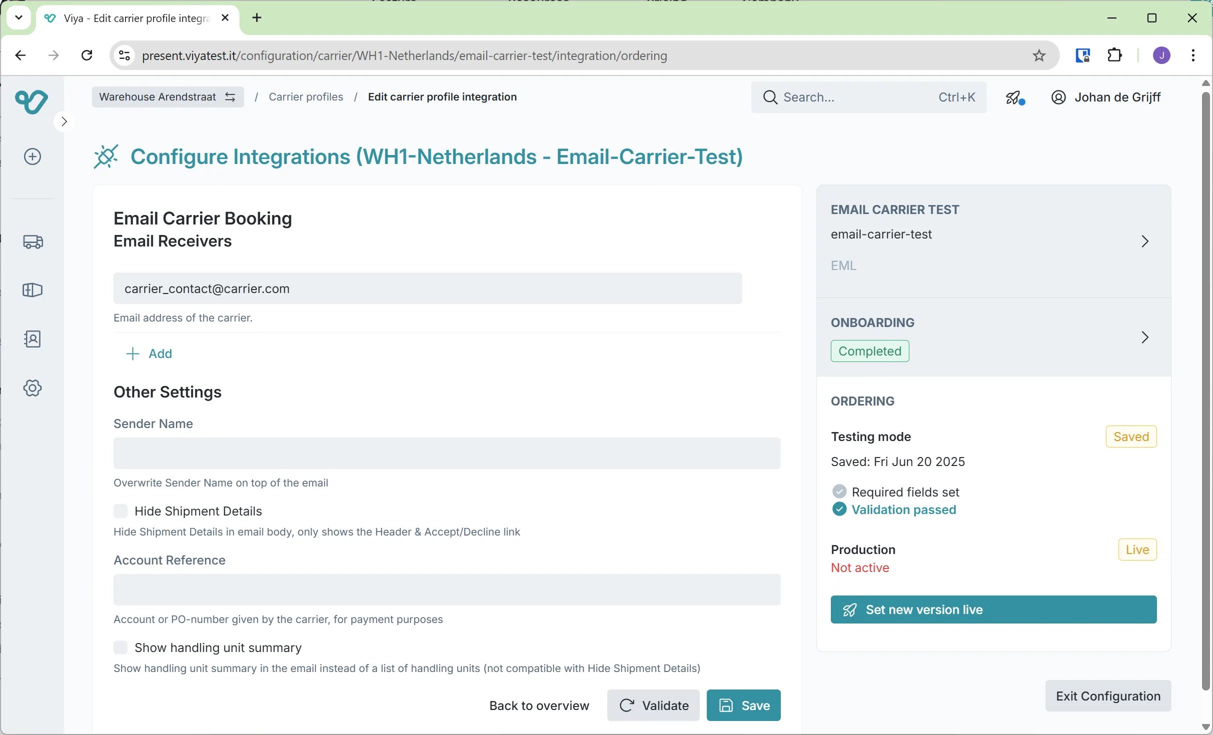 Email configuration